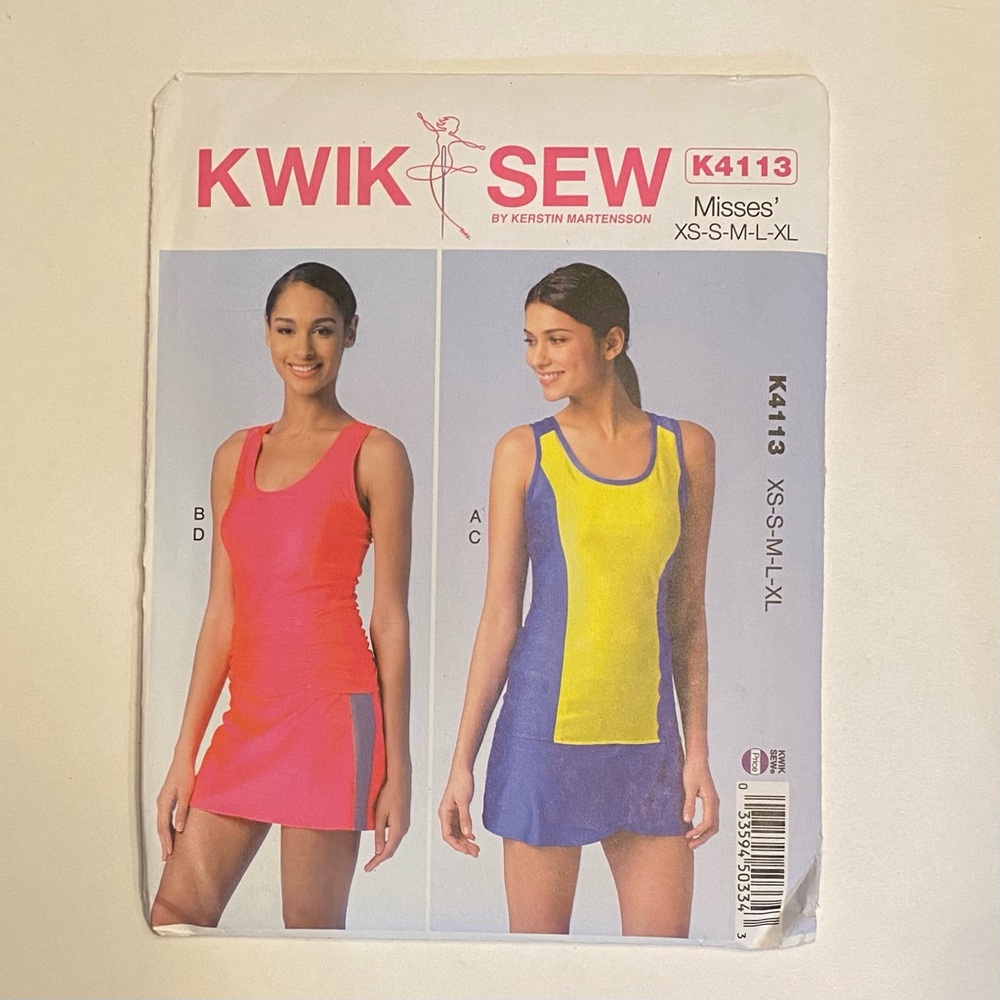 New Kwik Sew Misses' Tank & Skort Pattern, McCalls K4113, size XS-S-M-L-XL
